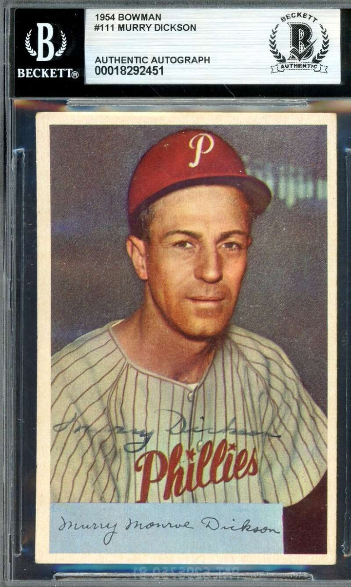 Murry Dickson Beckett BAS Signed 1954 Bowman Autograph