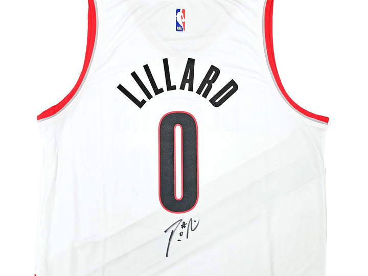 Portland Trail Blazers Damian Lillard Signed White Fanatics Jersey Sz L Beckett