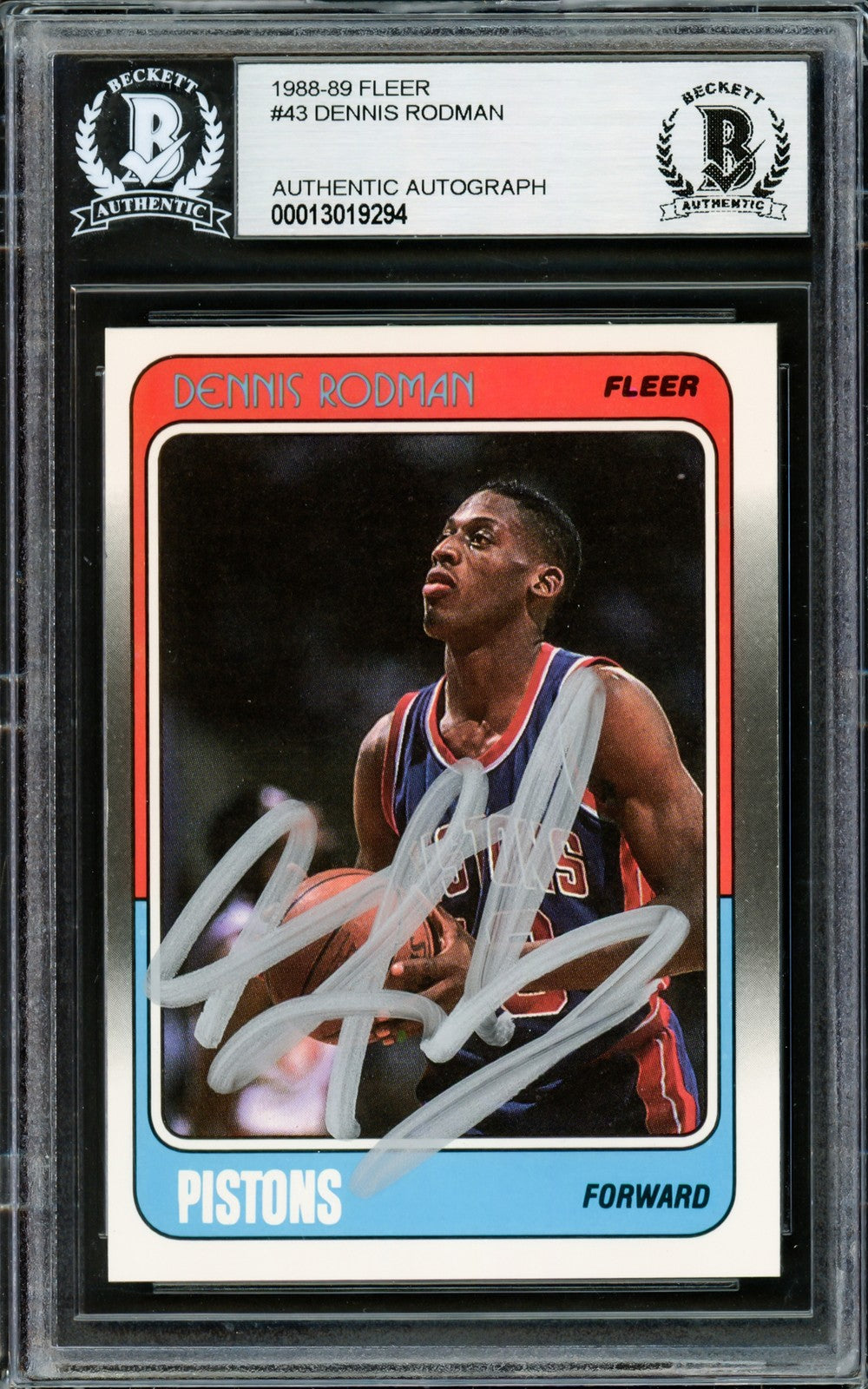 Dennis Rodman Autographed Signed 1988-89 Fleer RC 43 Detroit Pistons Beckett