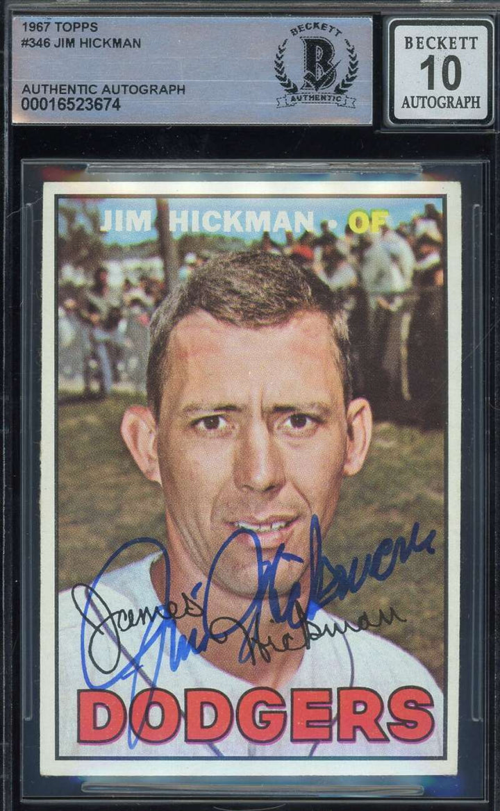 Jim Hickman Gem Mint 10 Beckett BAS Signed 1967 Topps Autograph 1