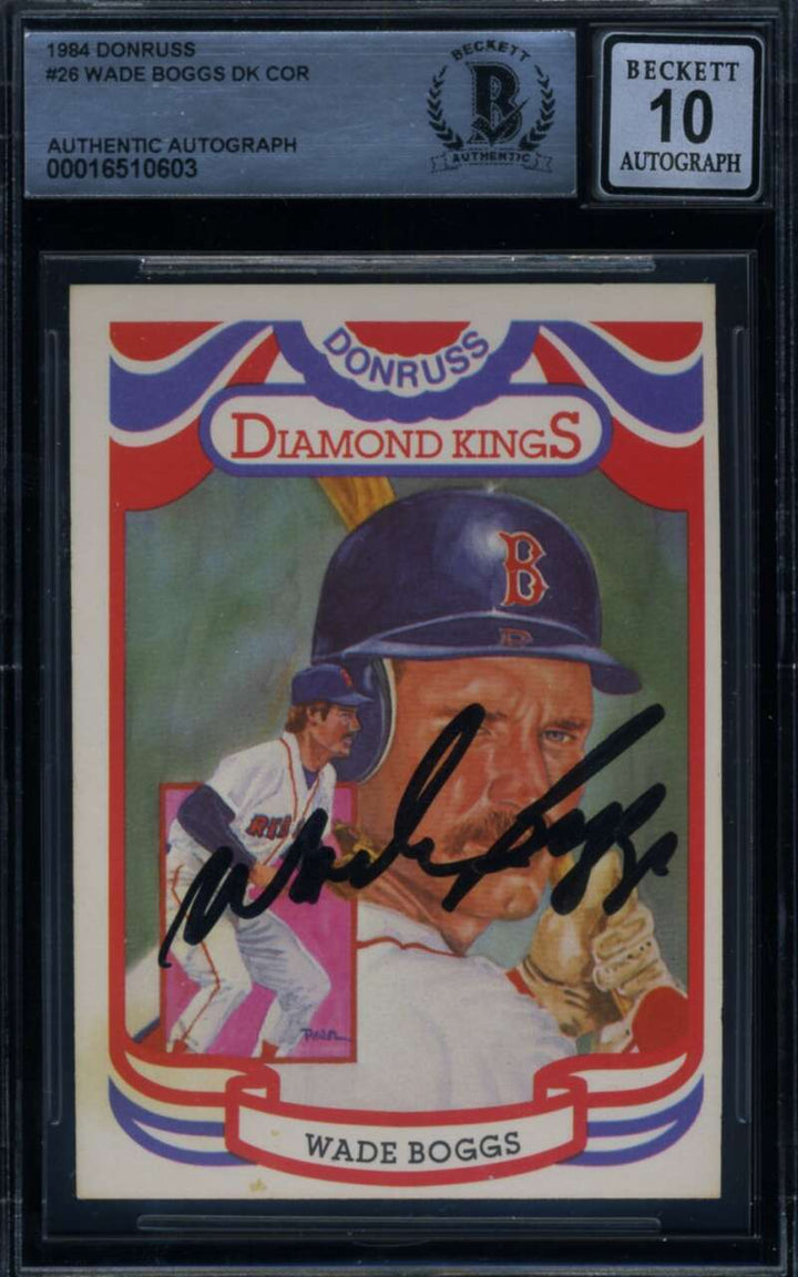 Wade Boggs Gem Mint 10 Beckett BAS Signed 1984 Donruss Diamond Kings Autograph