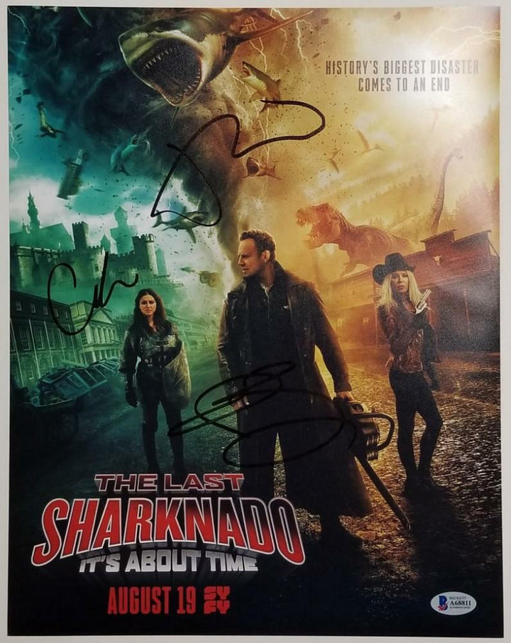 THE LAST SHARKNADO Cast (3) Signed 11x14 Photo Reid Ziering  C~ Beckett BAS COA