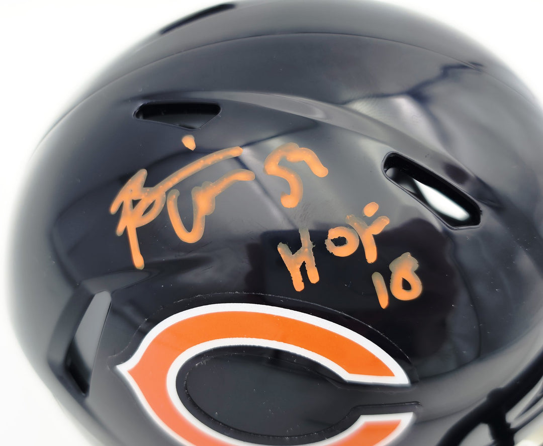 Brian Urlacher Auto Bears Blue Speed Mini Helmet "HOF 18" Beckett Witness