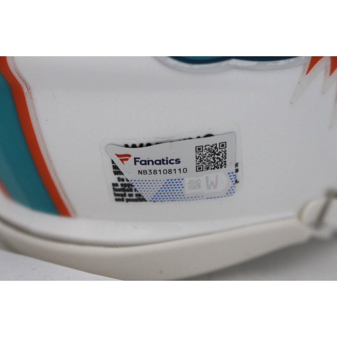 Jaylen Waddle Autographed/Signed Miami Dolphins Mini Helmet Fanatics 44765
