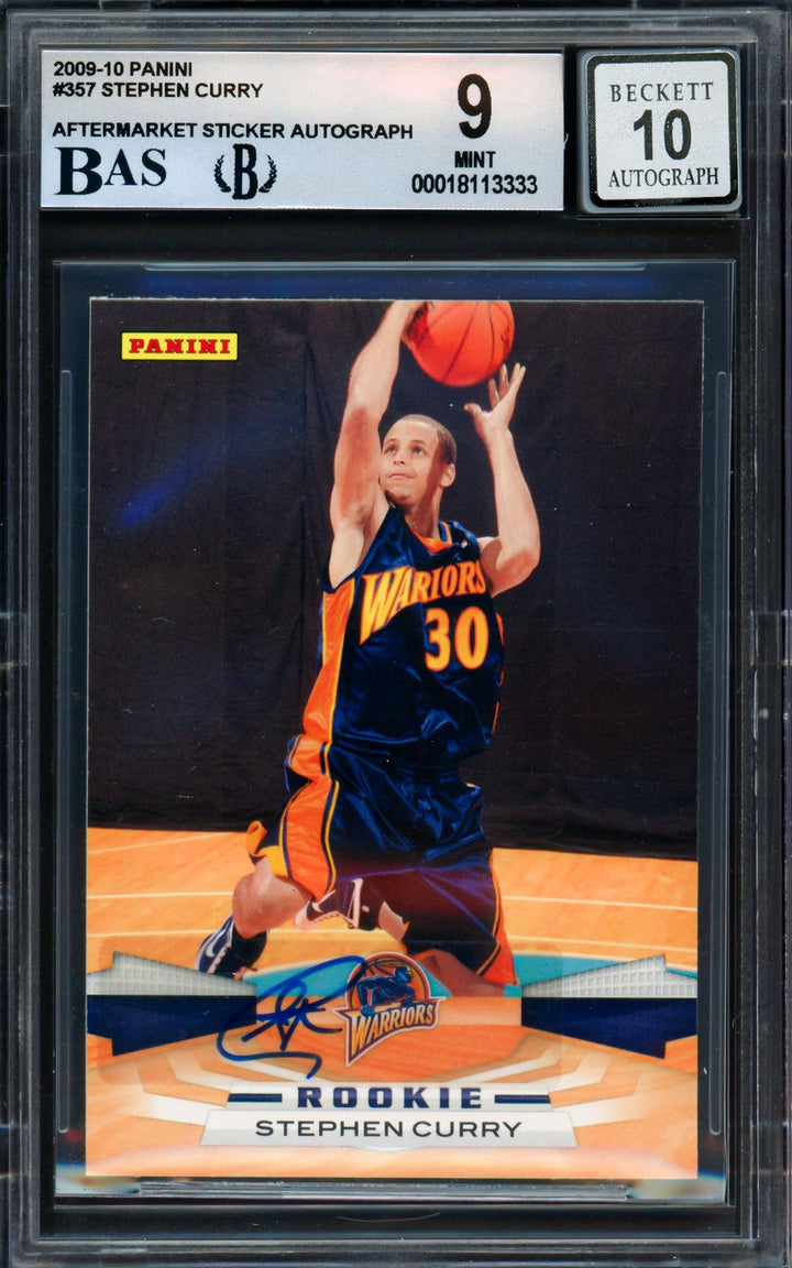 Stephen Curry Signed 2009-10 Panini RC #357 Warriors BGS 9 Sig GM 10 Card