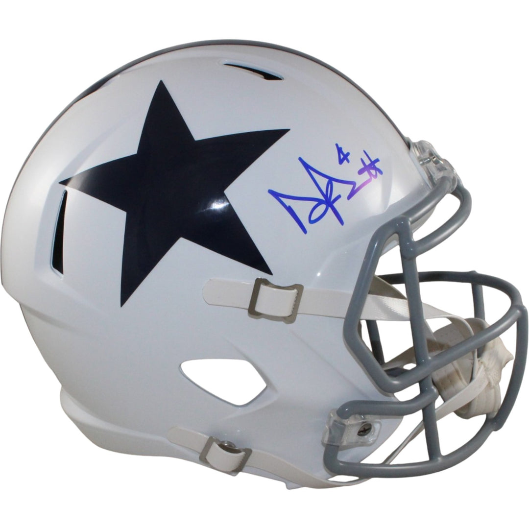 Dak Prescott Autographed/Signed Dallas Cowboys F/S TB 60-63 Helmet Beckett 56339