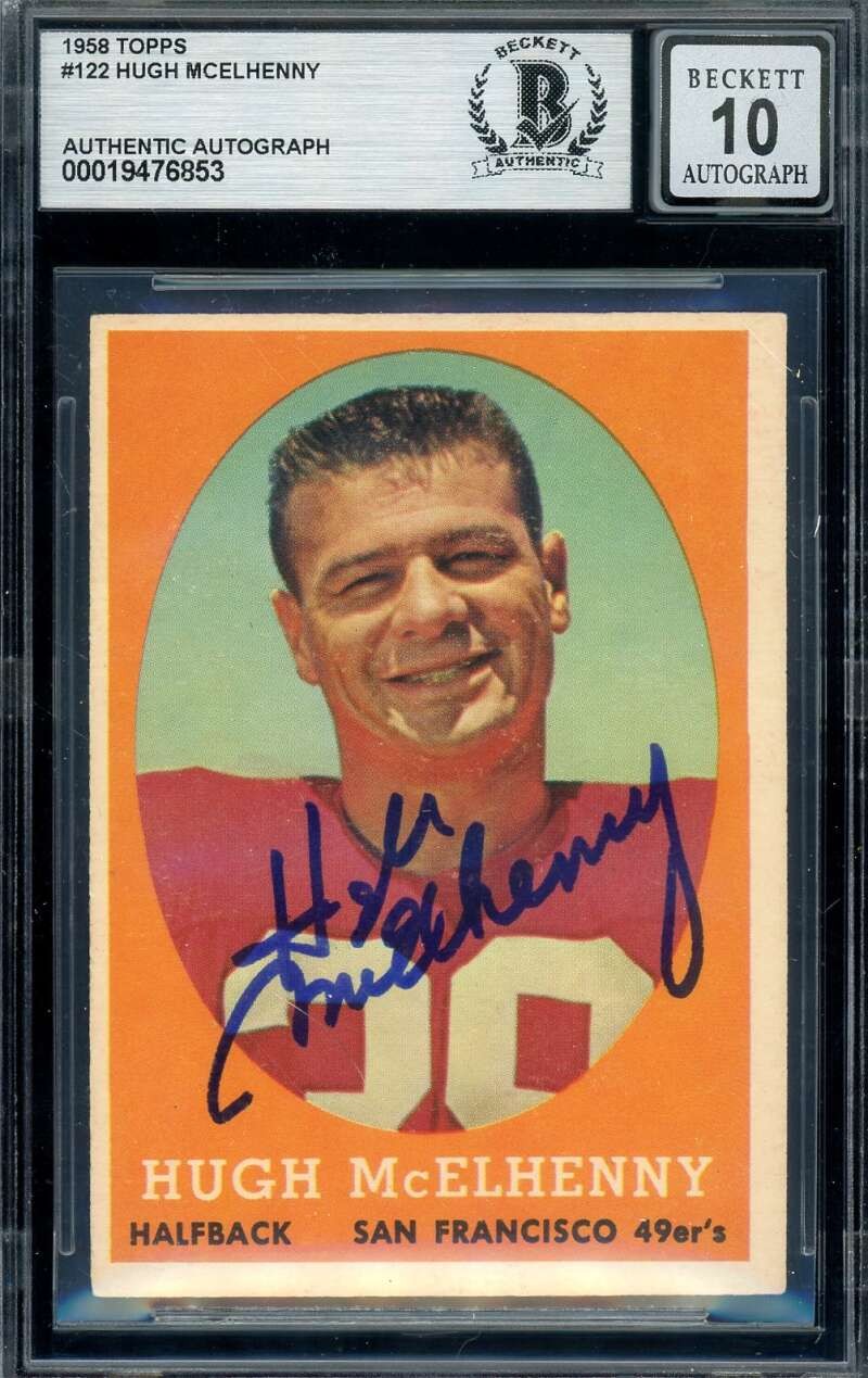 Hugh McElhenny Gem Mint 10 Beckett BAS Signed 1958 Topps Autograph 49ers