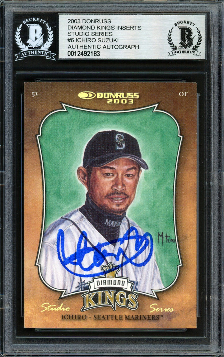 Ichiro Suzuki Signed 2003 Donruss Diamond Kings Studio Series Card DK-6 /250 BAS