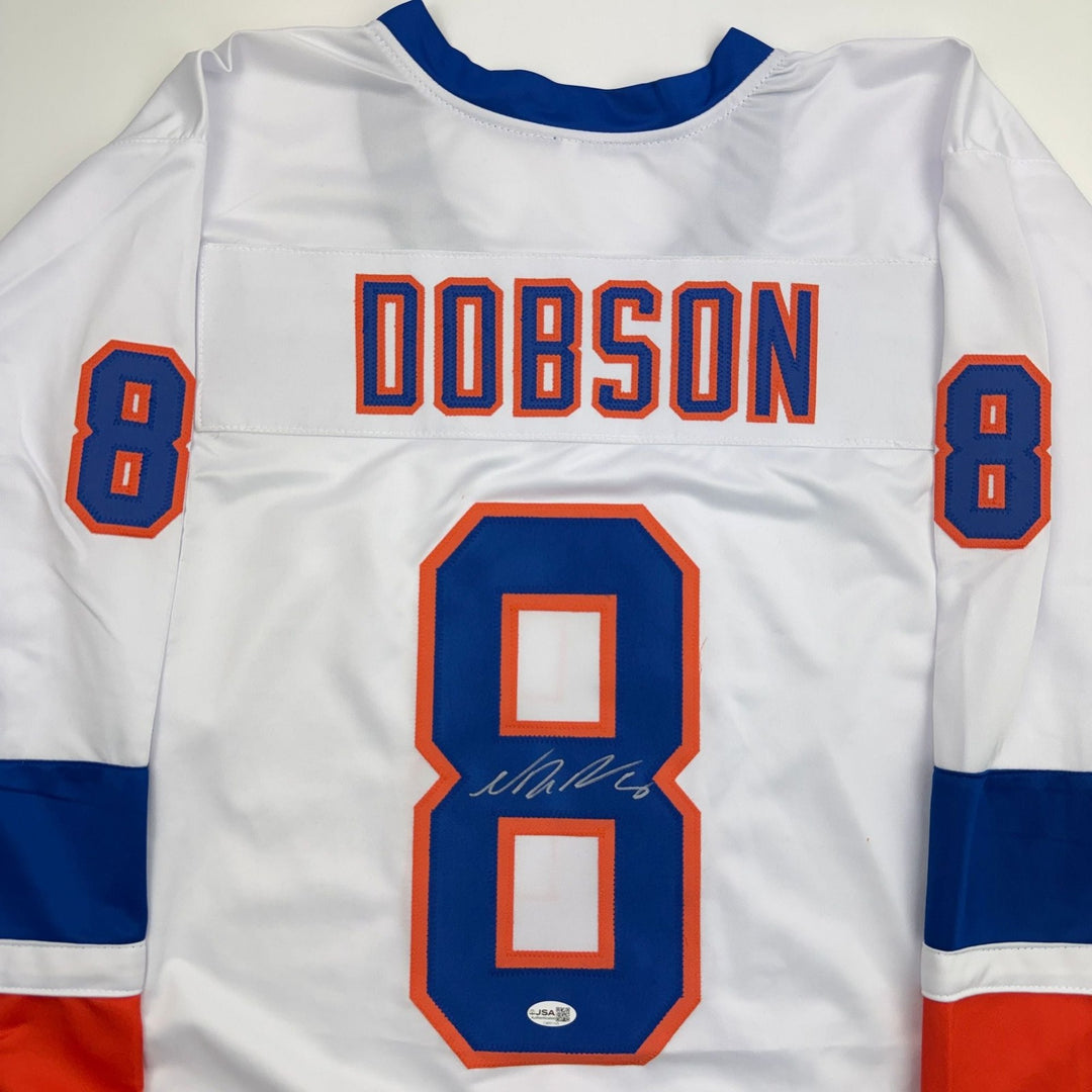 Autographed/Signed Noah Dobson New York White Hockey Jersey JSA COA