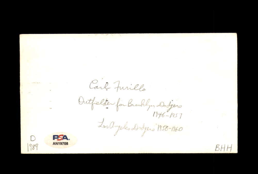 Carl Furillo PSA DNA Signed FDC 1982 First Day Cover Cache Jackie Robinson Autog