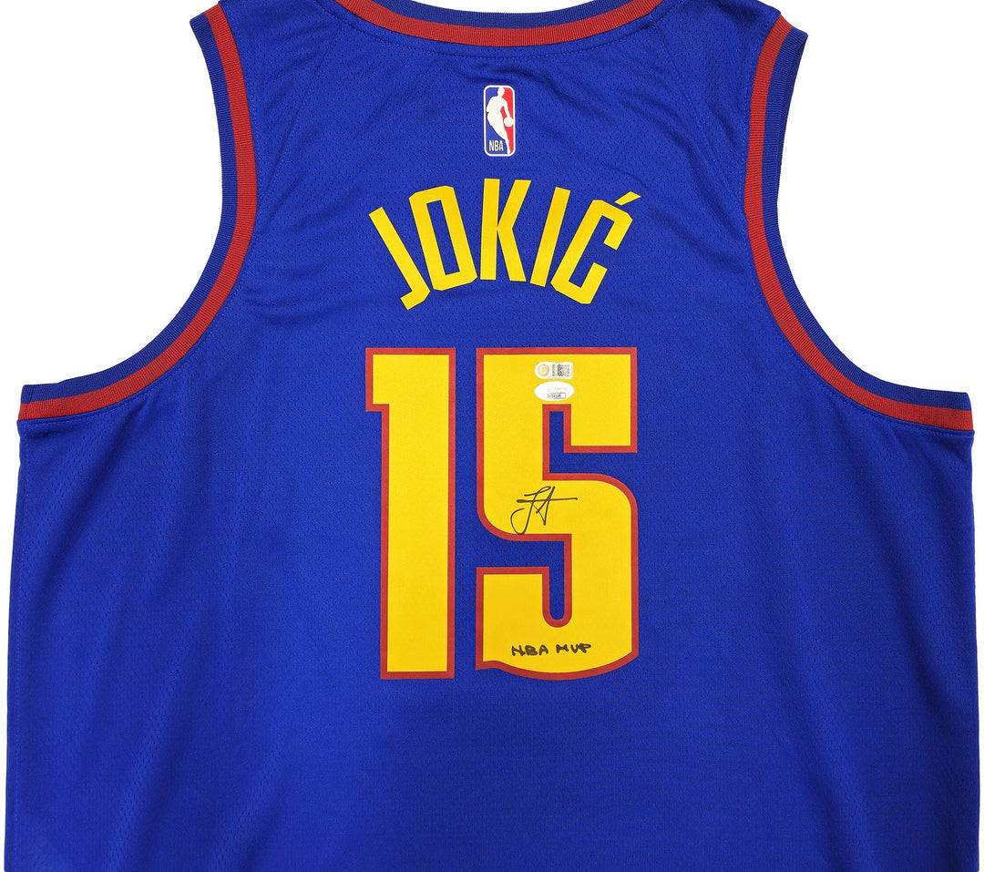 Nuggets Nikola Jokic Auto Blue Nike Statement Edition Jersey Size 52 NBA MVP JSA
