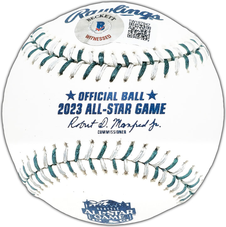 Marcus Semien Signed 2023 ASG Logo Game Baseball Texas Rangers Beckett Wit
