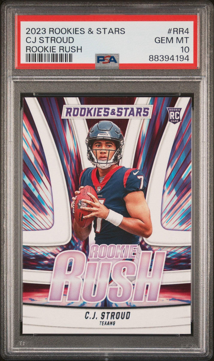 Graded 2023 Rookies & Stars CJ Stroud #RR4 Rookie Rush Football Card PSA 10