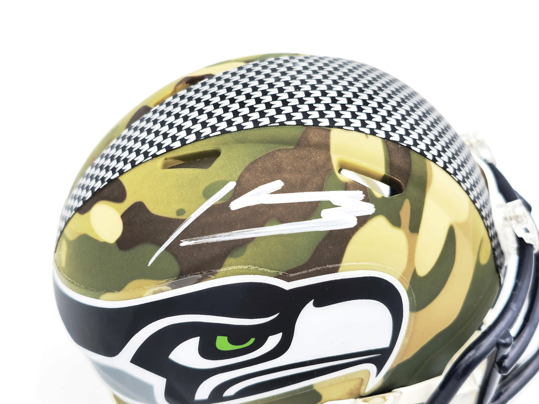 Kenneth Walker III Signed Seattle Seahawks Camo Speed Mini Helmet Beckett Wit