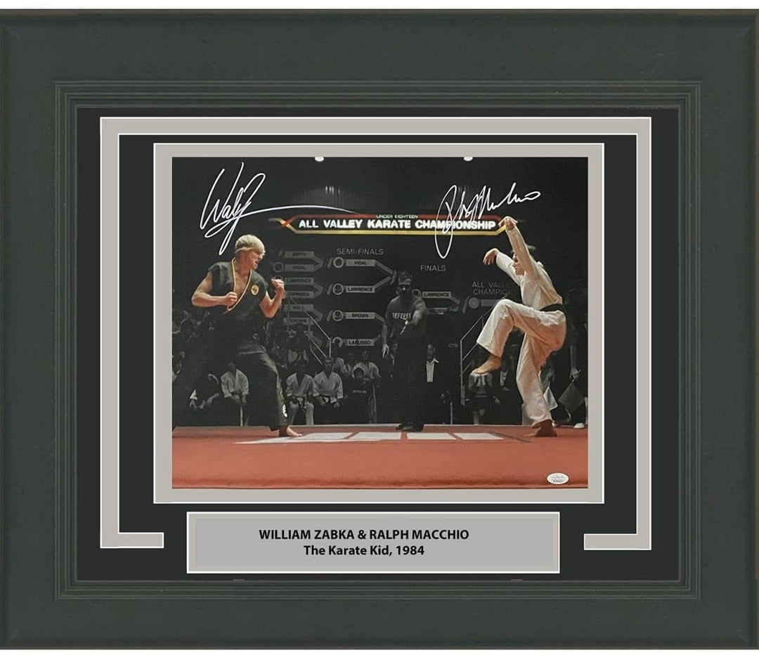 FRAMED Autographed/Signed WILLIAM ZABKA & RALPH MACCHIO 16x20 Photo JSA COA