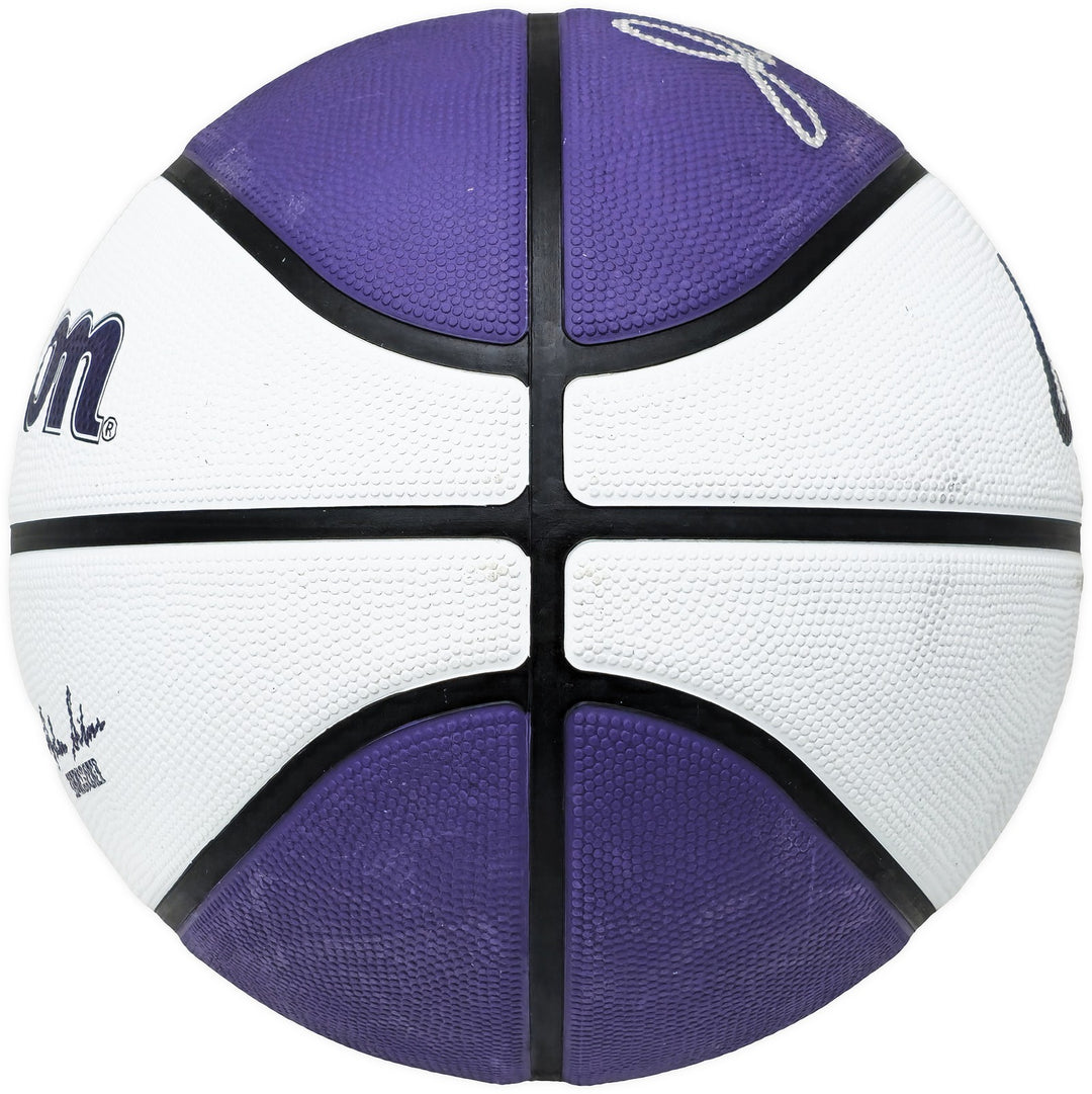 John Stockton Signed Purple & White City Edition Basketball Jazz Beckett Wit