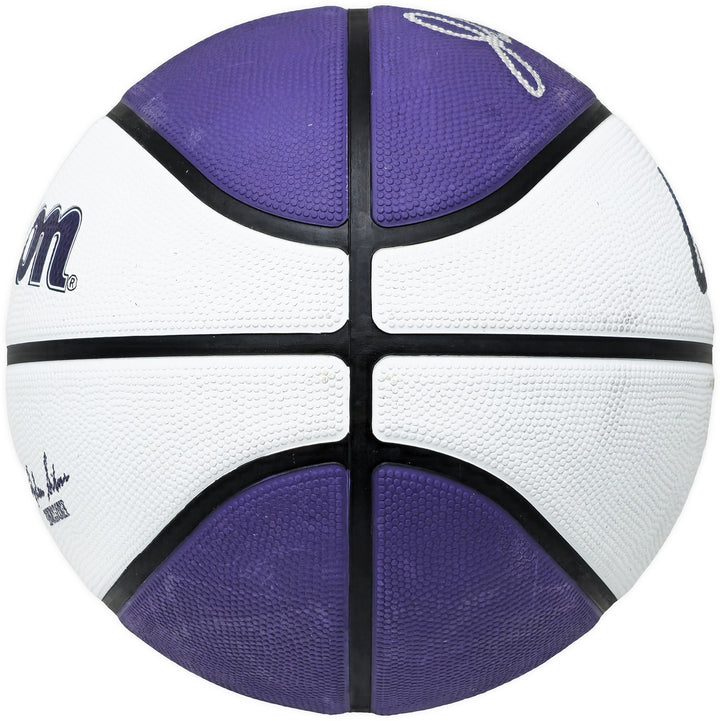 John Stockton Signed Purple & White City Edition Basketball Jazz Beckett Wit