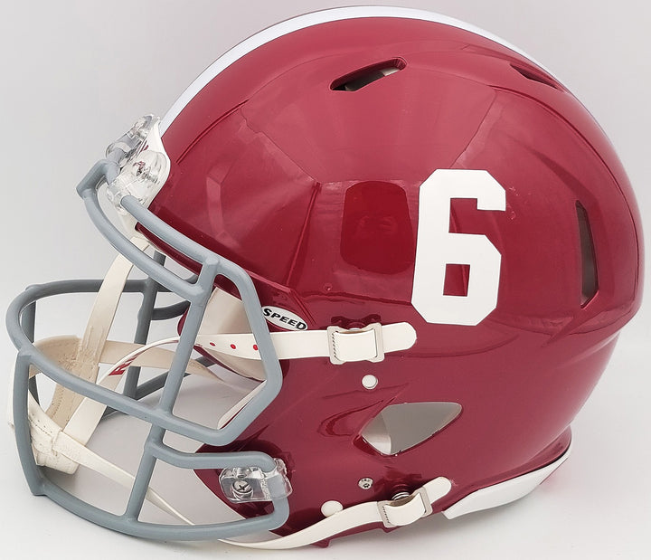 Devonta Smith Auto Alabama Crimson Tide Red FS Authentic Helmet Smitty Beckett