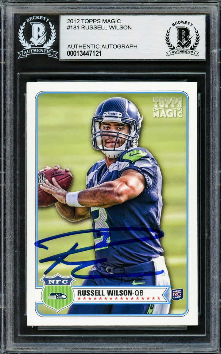 Russell Wilson Signed 2012 Topps Magic Rookie Card #181 Seattle Seahawks Beckett