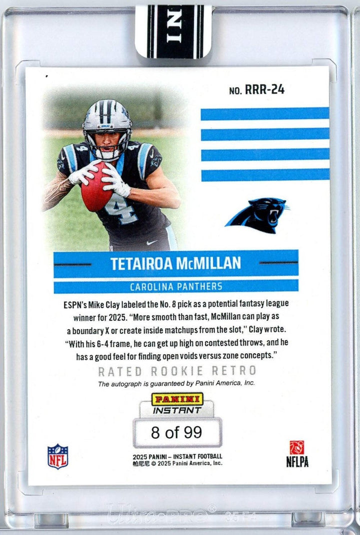 2025 Panini Instant NFL Tetairoa McMillan 24 Rated Retro Rookie Auto /99 RC Card