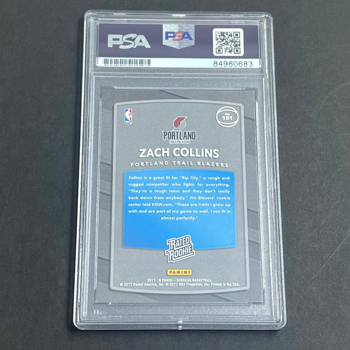 2017-18 Donruss Rated Rookie #191 ZACH COLLINS Signed Card AUTO PSA Slabbed RC B