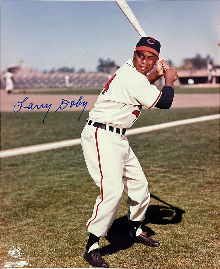 Larry Doby signed Cleveland MLB 8x10 Photo - COA/CSA Show Ticket/Photo/HOF/7X AS