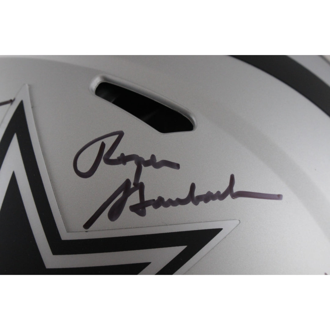 Staubach Dorsett Pearson Signed Dallas Cowboys Pro Rave Helmet Beckett 54616