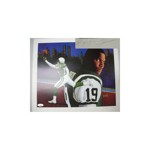 Keyshawn Johnson signed New York Jets 20x24 Leon Wolf Lithograph  LTD 319 - JSA