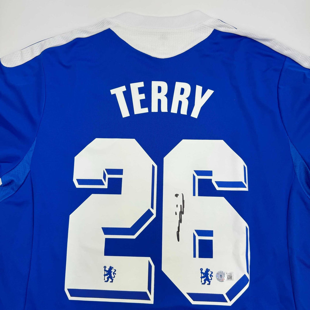 Autographed/Signed John Terry Chelsea FC 2012 Final Blue Jersey BAS COA