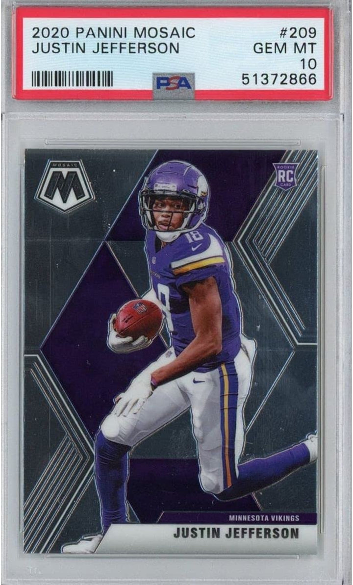 Graded 2020 Panini Mosaic JUSTIN JEFFERSON #209 Rookie RC Card PSA 10