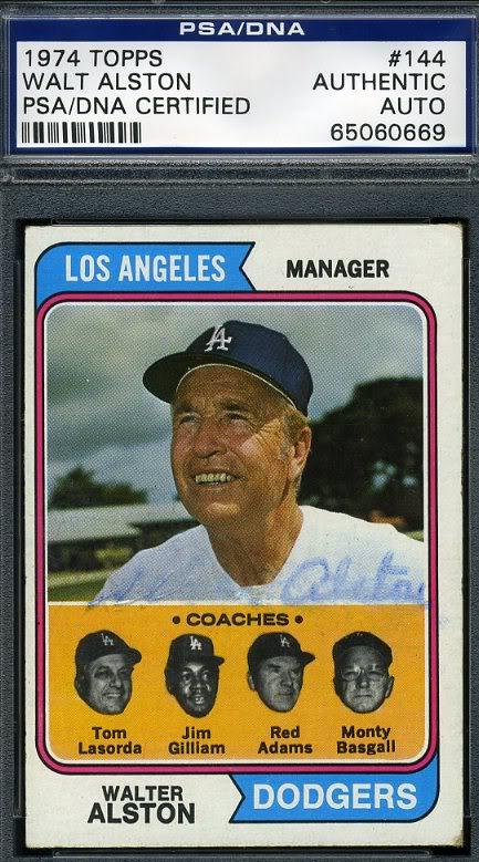 Walt Alston Psa/dna Signed 1974 Topps Autograph
