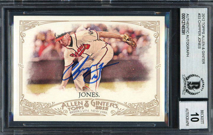Chipper Jones Signed 2012 Topps Allen & Ginter Card 33 Braves Auto 10 Beckett