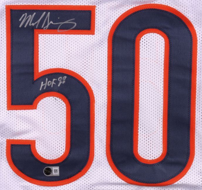 Mike Singletary Chicago Signed White Football Jersey HOF 98 BAS
