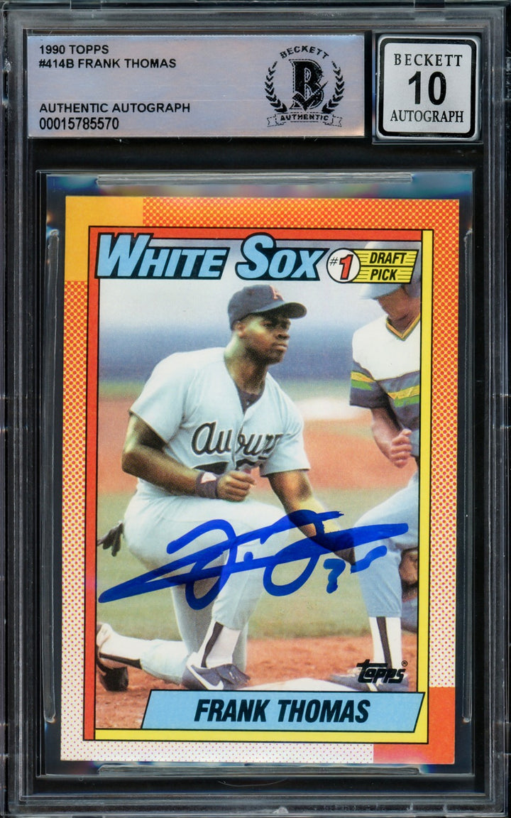 Frank Thomas Signed 1990 Topps RC #414 Chicago White Sox Auto GM 10 Beckett