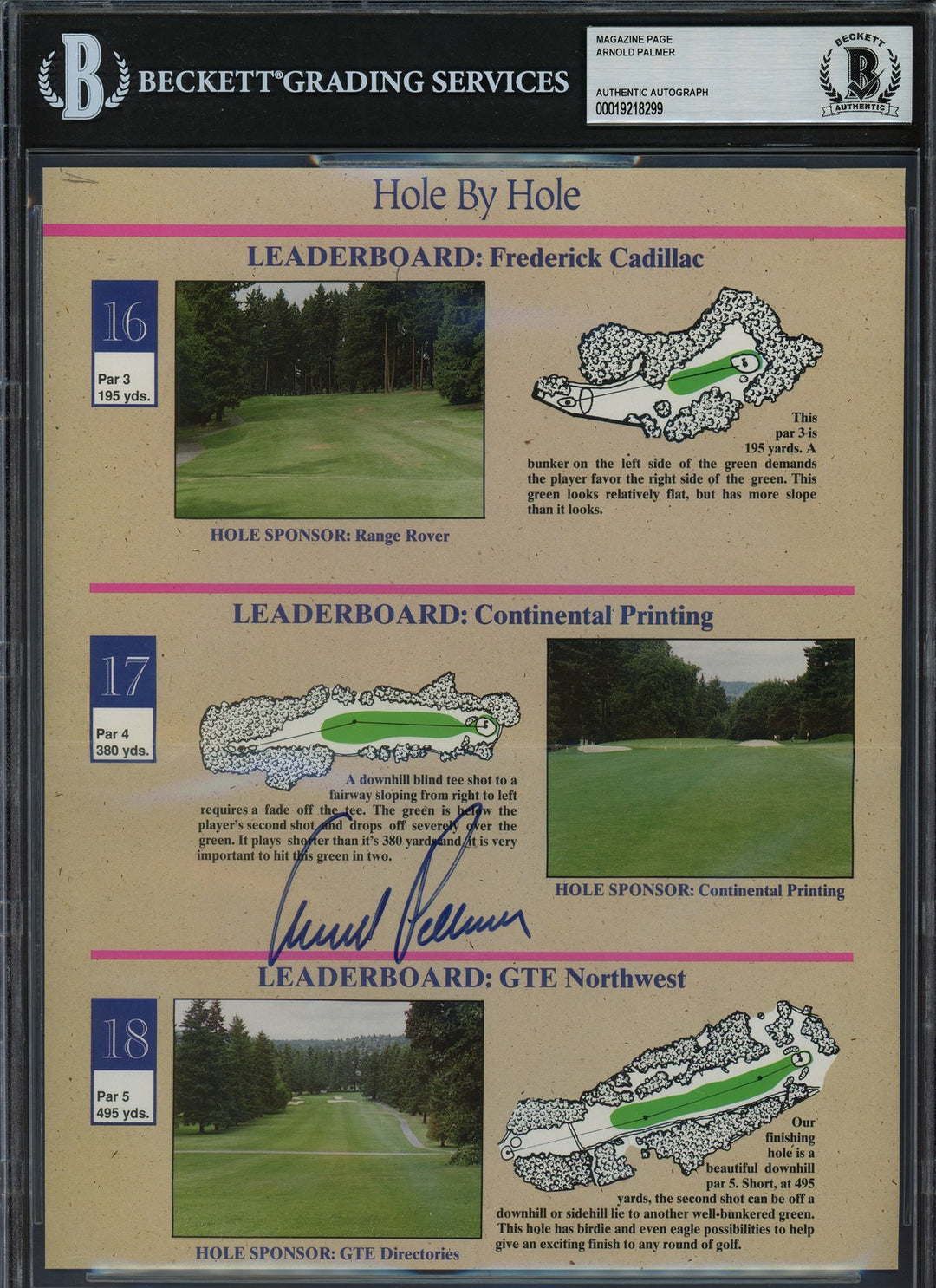 Arnold Palmer Autographed 8x10 Magazine Page Beckett BAS
