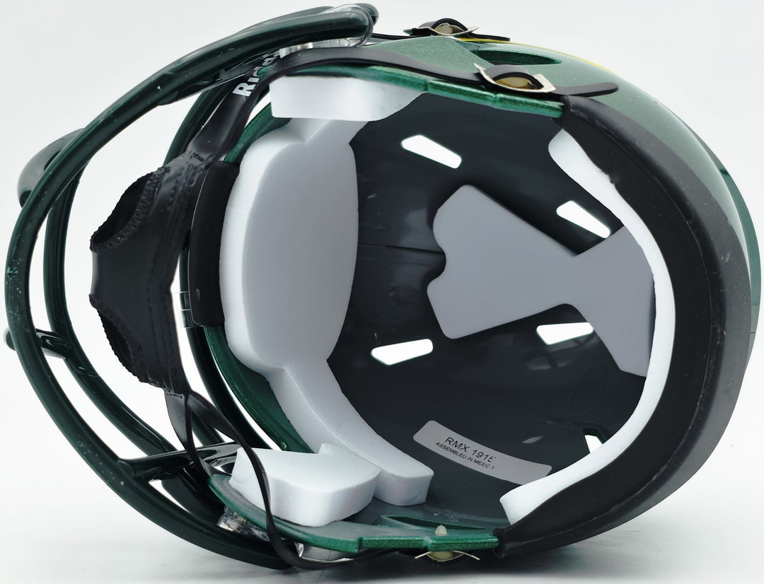 Tez Johnson Signed Oregon Ducks Green Speed Mini Helmet JSA Witness
