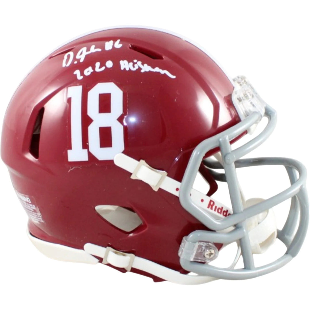 Devonta Smith Autographed Alabama Crimson Tide Mini Helmet Beckett W 58589