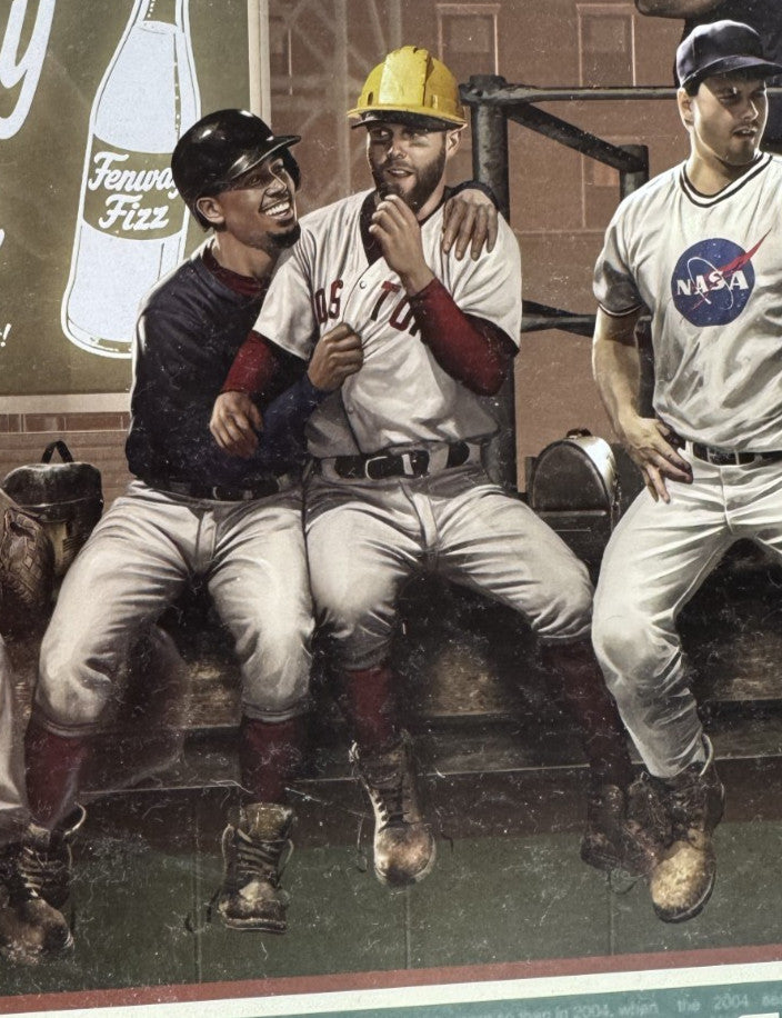 Boston Red Sox Framed Lunch Atop A Monstah 12x36 Lithograph Photo Ortiz Yaz Fisk
