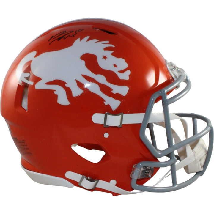 Bo Nix Autographed Denver Broncos Authentic 1966 TB Helmet Beckett Witness 57266