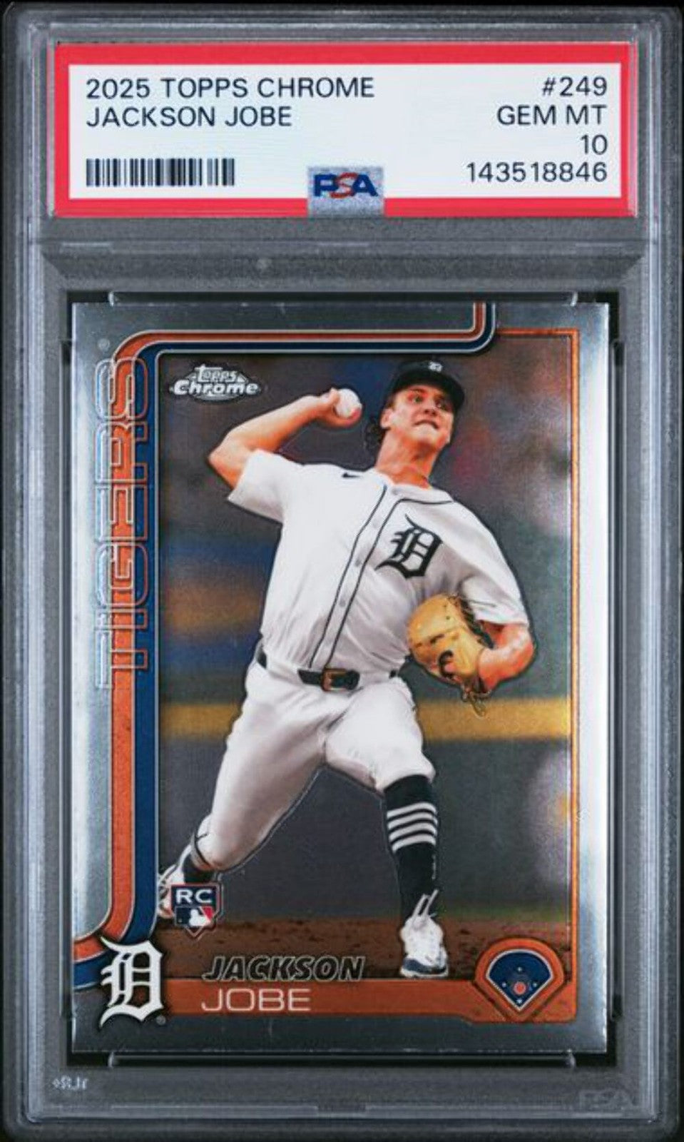 Graded 2025 Topps Chrome Jackson Jobe #249 Rookie RC Baseball Card PSA 10 Mint