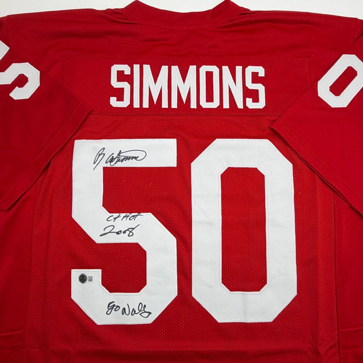 Autographed/Signed Ron Simmons Florida State FSU Red Jersey Beckett BAS COA