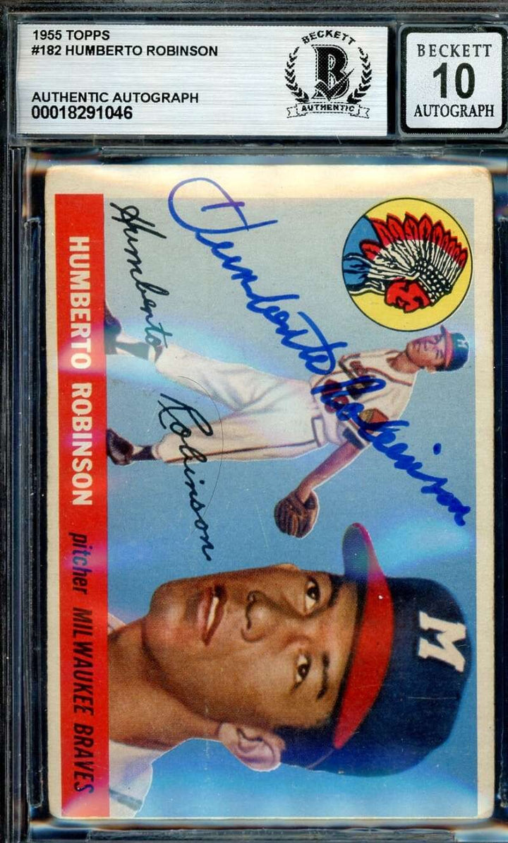 Humberto Robinson Gem Mint 10 Beckett BAS Signed 1955 Topps Rookie Autograph
