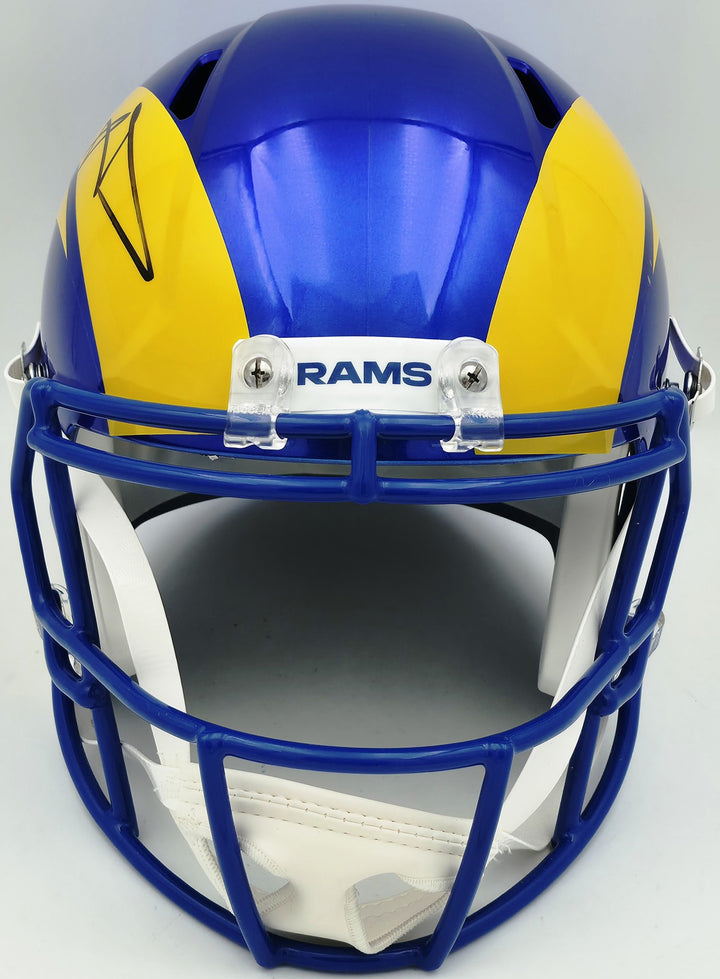 Aaron Donald Auto Rams 2020 Alt Blue Full Size Speed Replica Helmet Beckett Wit