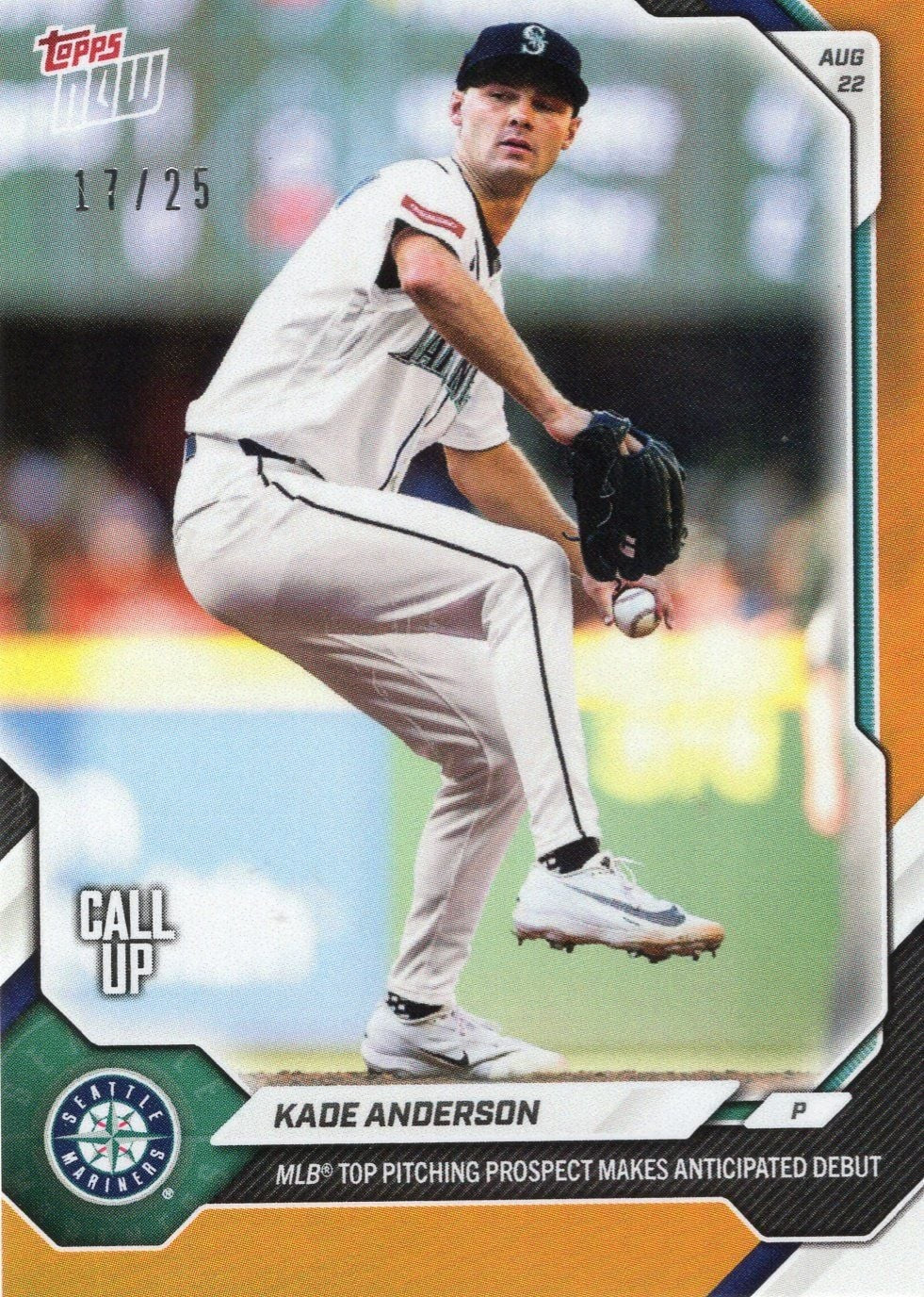 2026 Topps Now Kade Anderson #584 Orange Foil /25 Rookie RC Baseball Card