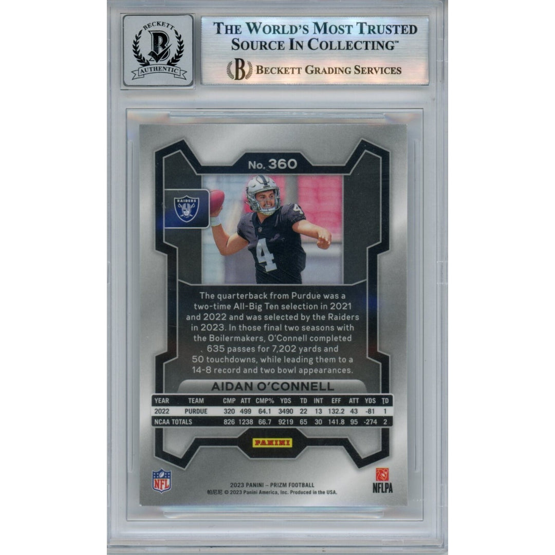 Aidan O'Connell Autographed 2023 Panini #360 Grade 10 Card Beckett 46503