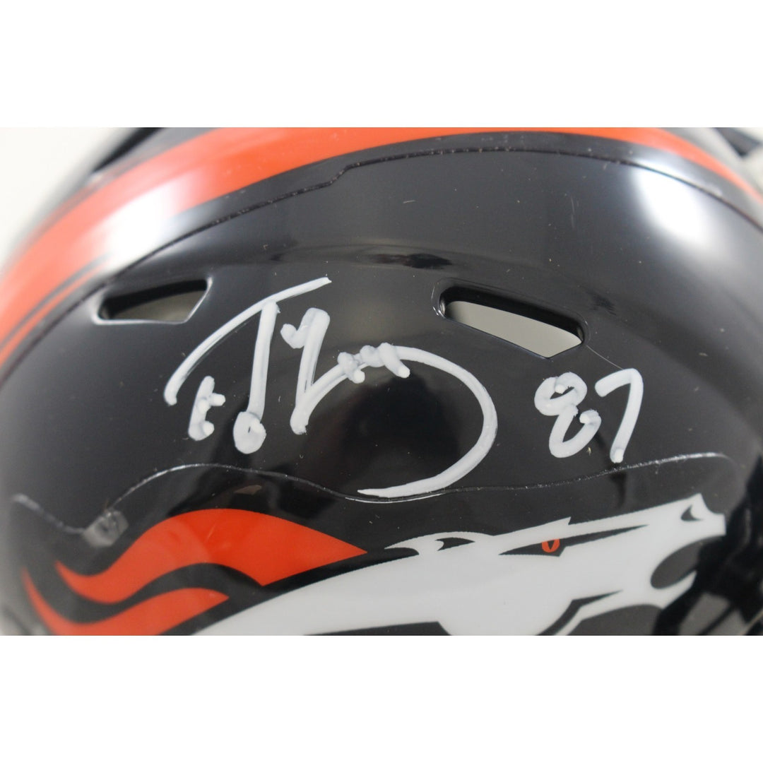 Ed McCaffrey Autographed Denver Broncos TB 97-23 Mini Helmet Beckett 56388