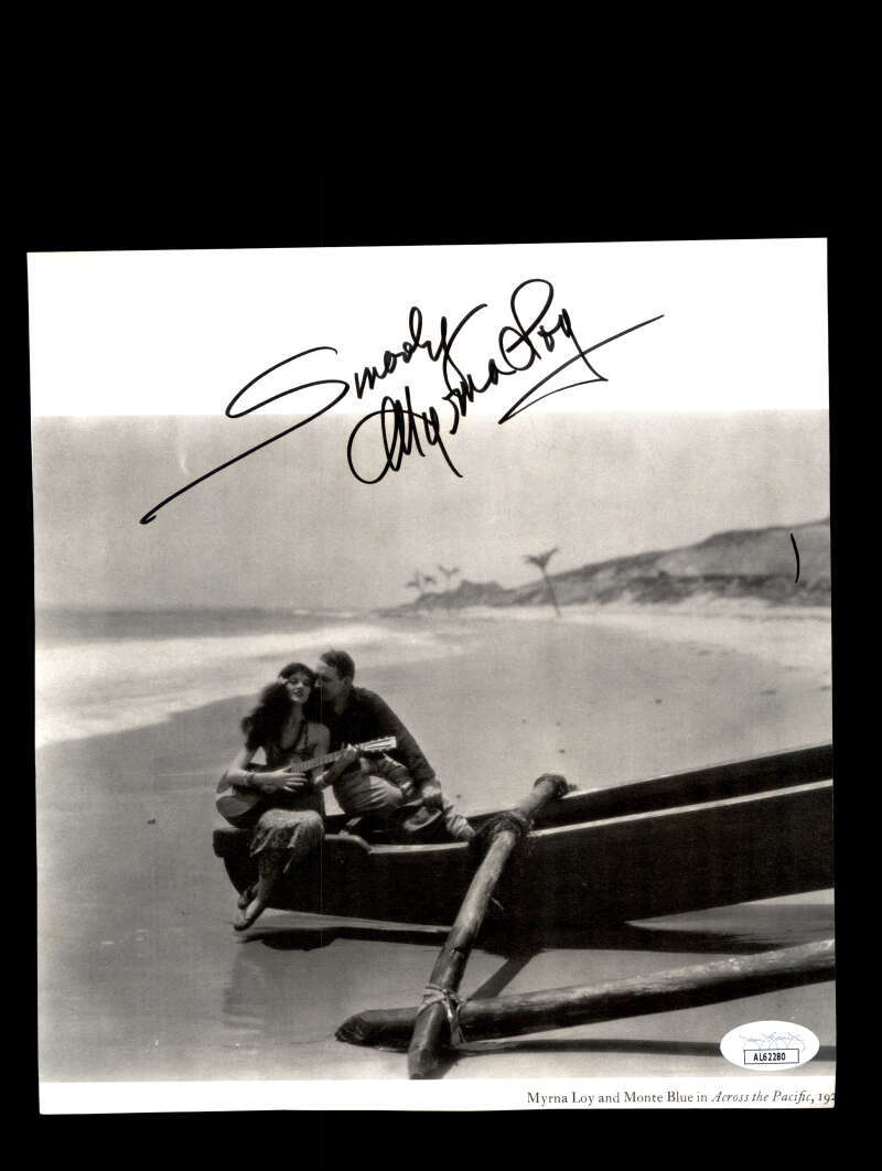 Myrna Loy JSA Coa Signed 8x8 Photo Autograph
