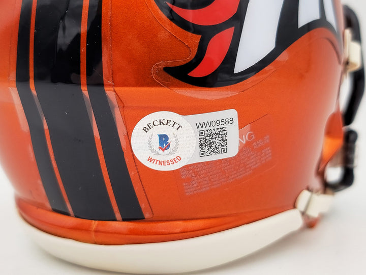 Steve Atwater Auto Signed Denver Broncos Flash Orange Speed Mini Helmet Beckett