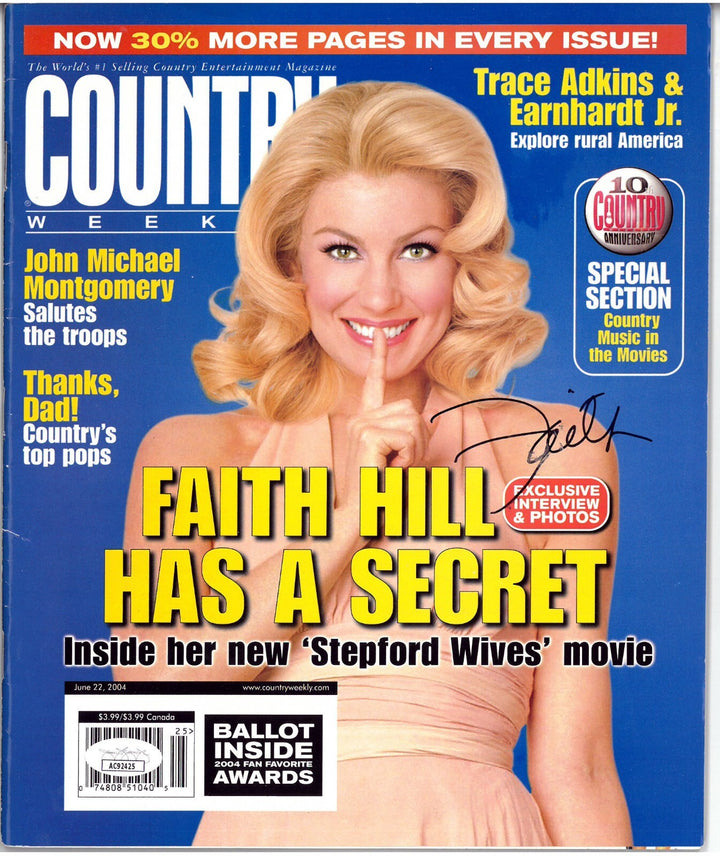 Faith Hill signed June 22, 2004 Country Weekly Full Magazine minor smudge- JSA
