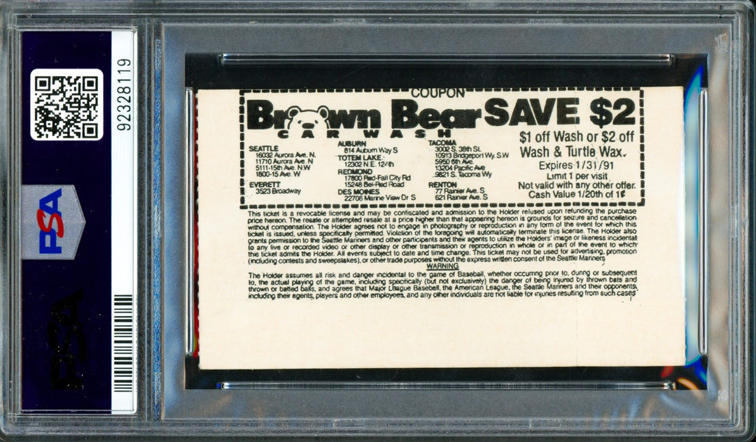 Ken Griffey Jr & Sr Signed Father/Son Game Ticket PSA 8 Auto 10 PSA/DNA 92328119